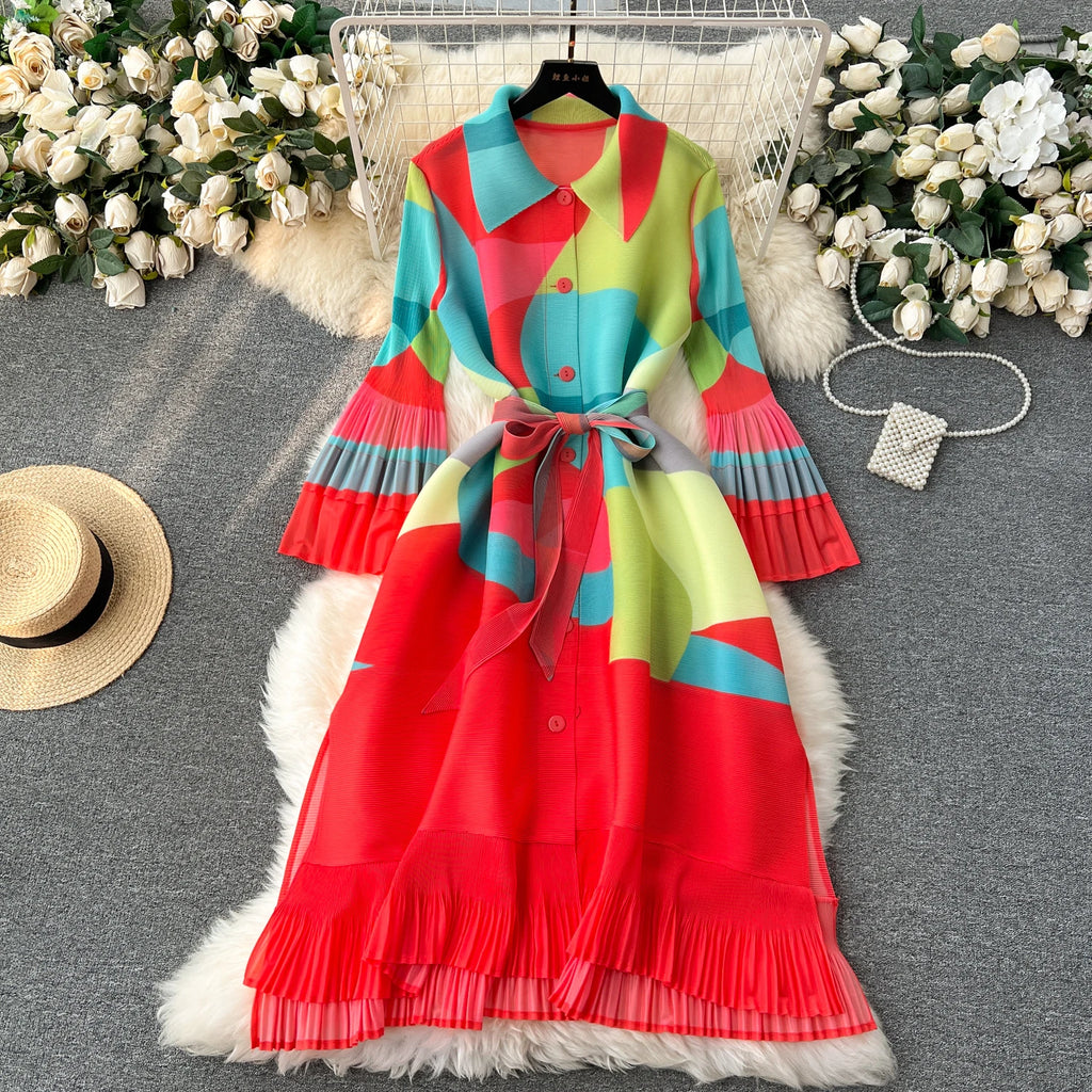 Spring Commuter Long Sleeve Elegant Fashion Ruffled Hollow Women's Dress