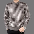 Autumn Winter Men's Warm Sweater Casual O-Neck Thick Cashmere Turtleneck Pullover Men Classic Plaid Sweaters Knitwear Clothing