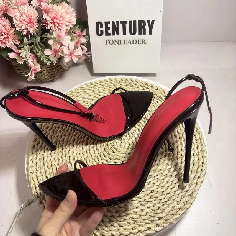 10CM 12CM New Fashion Red Insole Talons Pour Dames Sexy Stiletto Thin Trendy Shoes High Sandal Heels for Women