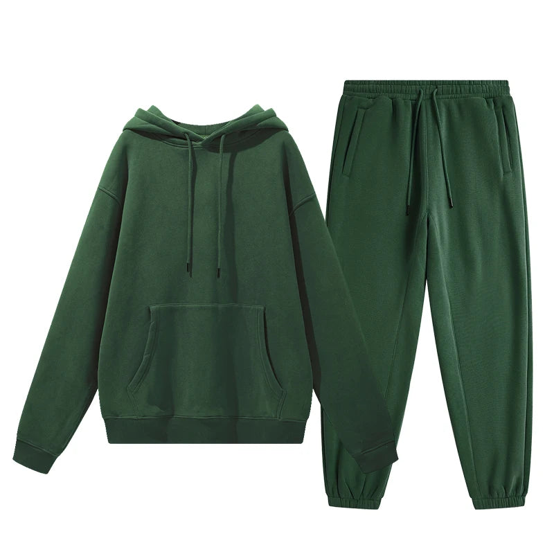 Wholesale Organic Cotton Sweatpants and Hoodie Set Custom Sweat Suits Casual Unisex Tracksuit