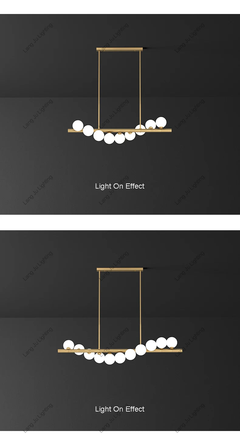 White Creative Personality Glass Globe Chandelier Living Room Dining Room Beaded Design Cafe Clothing Store Decorative Lighting