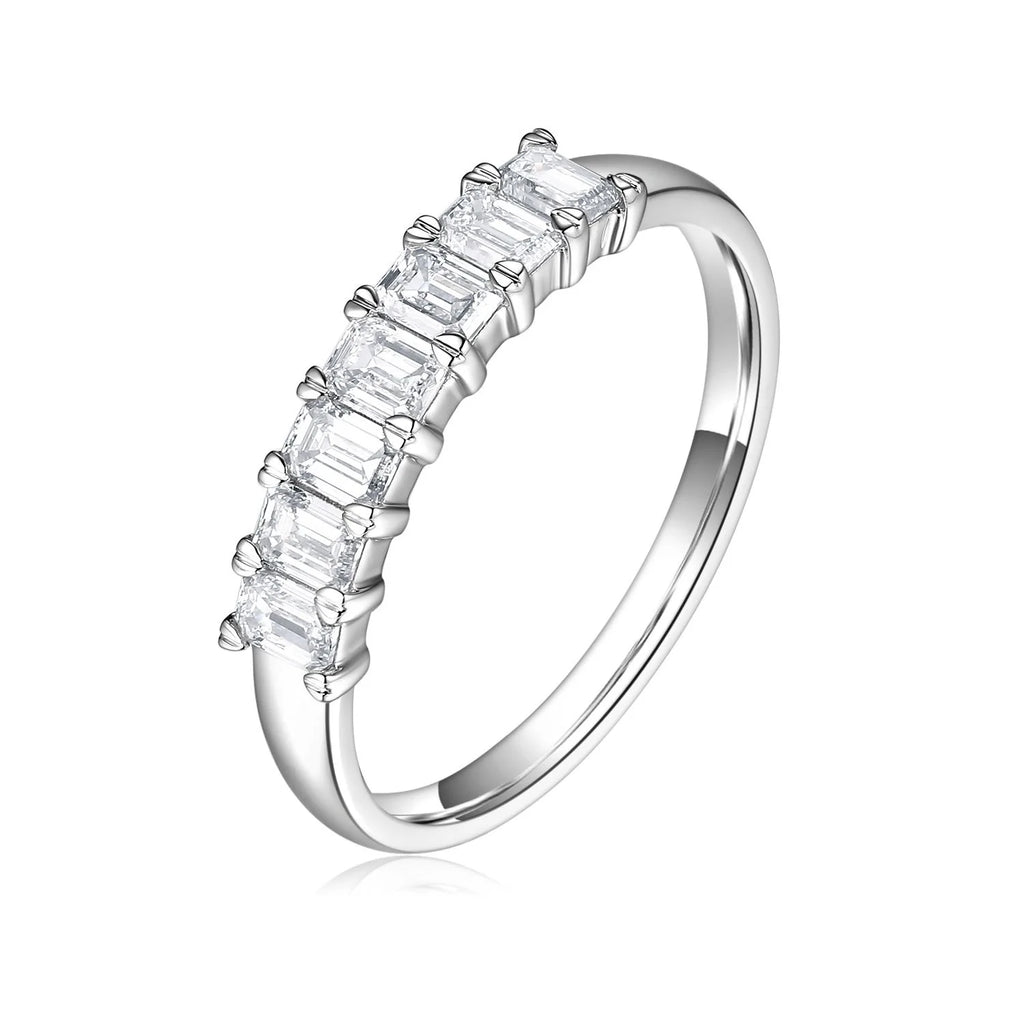 ZHUANGYEE Synthetic Lab Grown Diamonds Emerald Color DEF Wedding Bands Iced Out Engagement Rings Pure 14K White Gold Rings