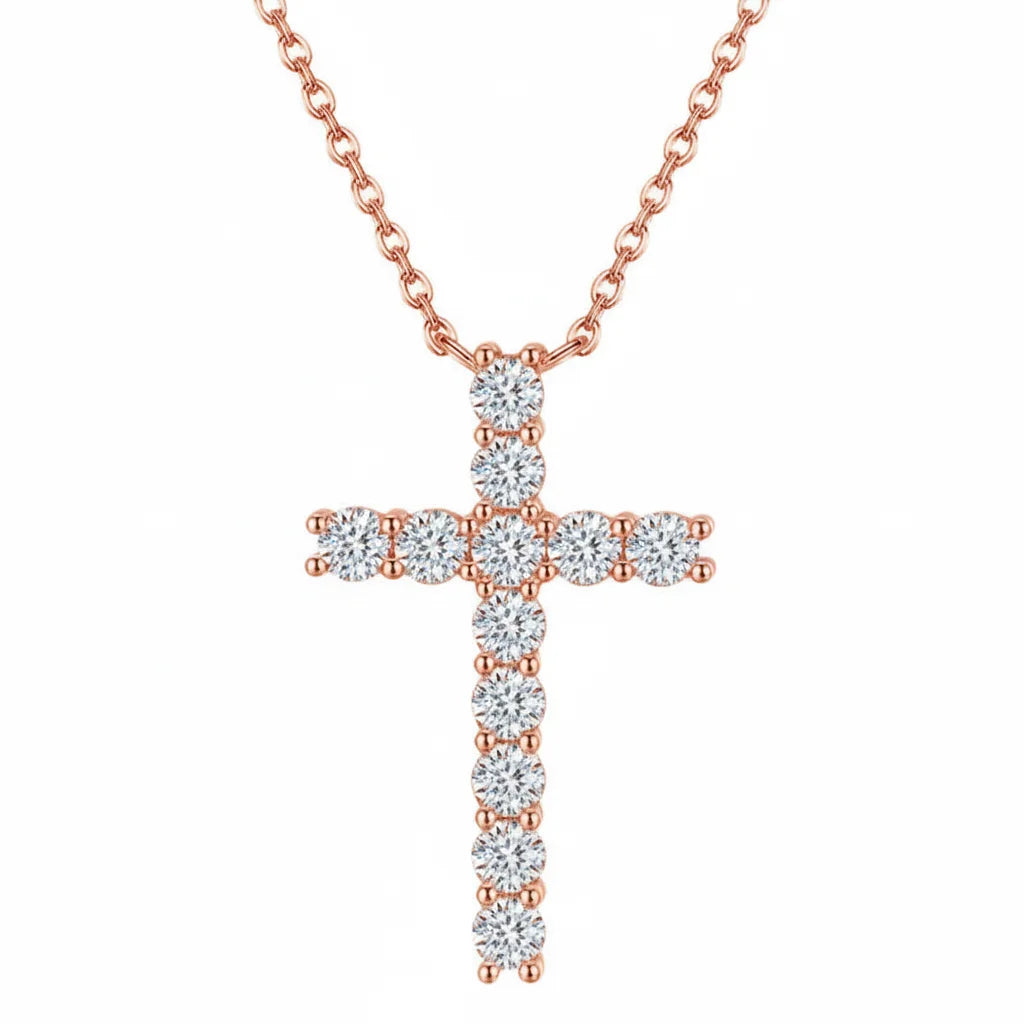 GRA Certified Cross Moissanite Necklace S925 Sterling Silver Unisex Hip Hop Street Fashion Neckwear