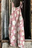 S-3XL Summer Women's New Sweet Small Fresh Print Retro Wide Leg Jumpsuit Printed Floral Cami Jumpsuit