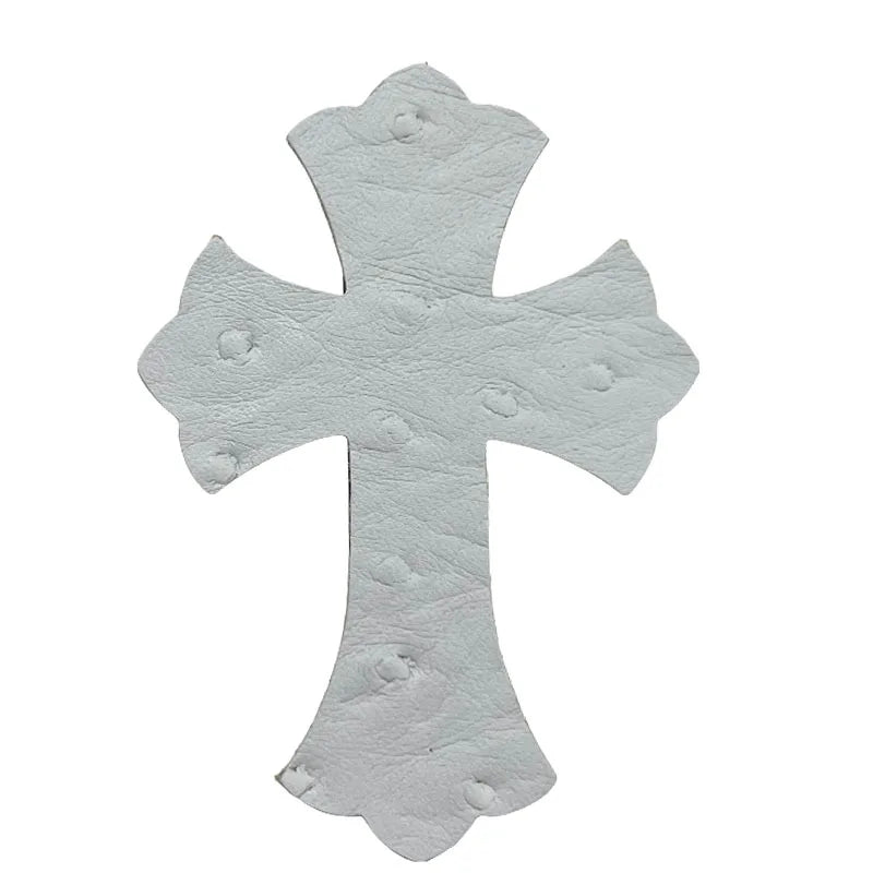 4.5*6.5cm Sheepskin Leather Patch With Cross Shaped Leather Label Genuine Leather DIY With Multiple Colors-106-182