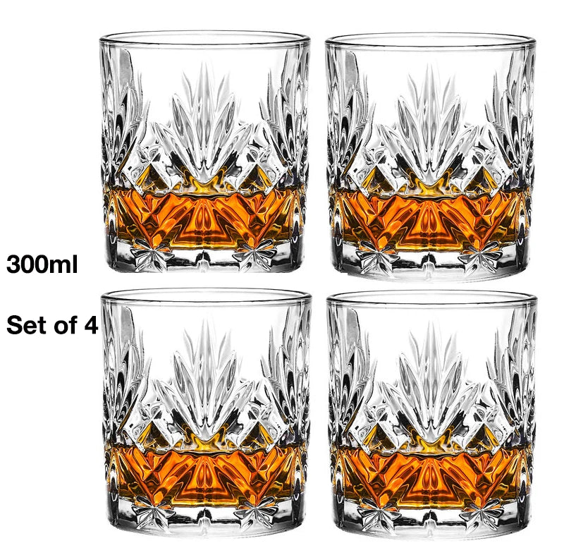 4PCS Fashion Whiskey Glasses, Scotch Whisky, Bourbon, Cocktails, RUM, Durable Whiskey Glasses