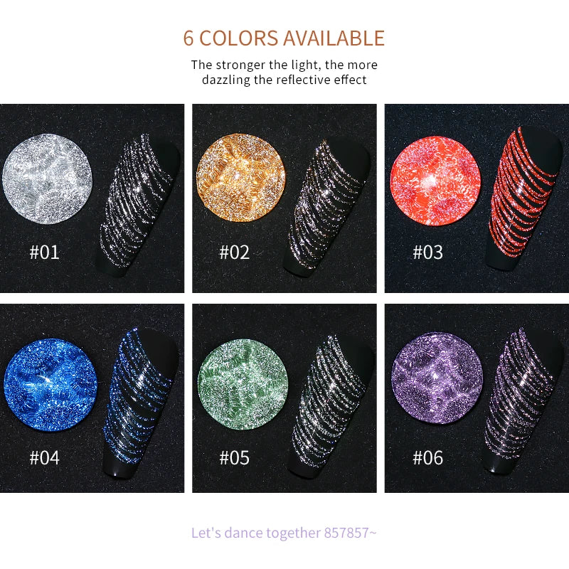 JTING New Design 6 Colors Disco Spider Gel Polish Uv Led High Density Broken Diamond Flash Gel Nail Polish Paint ODM/OEM Custom