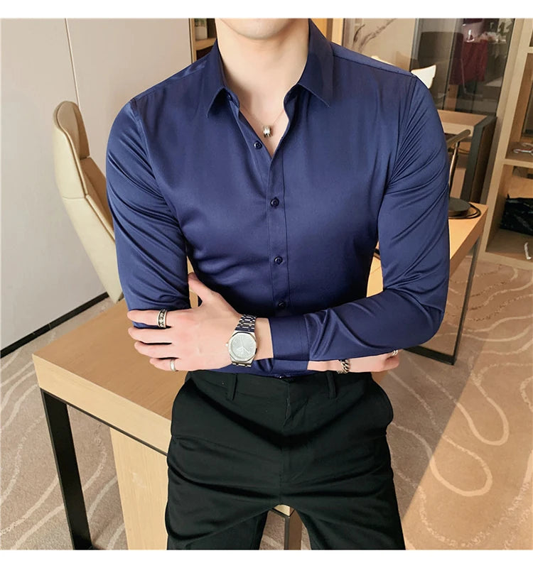 Camisas De Hombre Long Sleeve Shirts For Men Clothing 2026 Business Formal Wear Camisa Social Masculina Slim Fit Chemise Homme