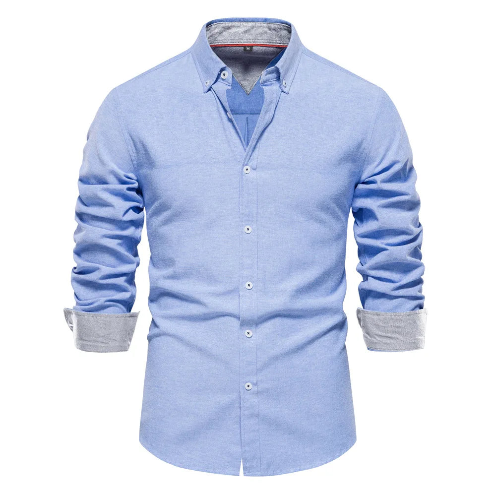 OEM Autumn Clearance Sale Men's Oversize Casual Blouse Long Sleeves Yarn-Dyed Shirts Breathable Shirt