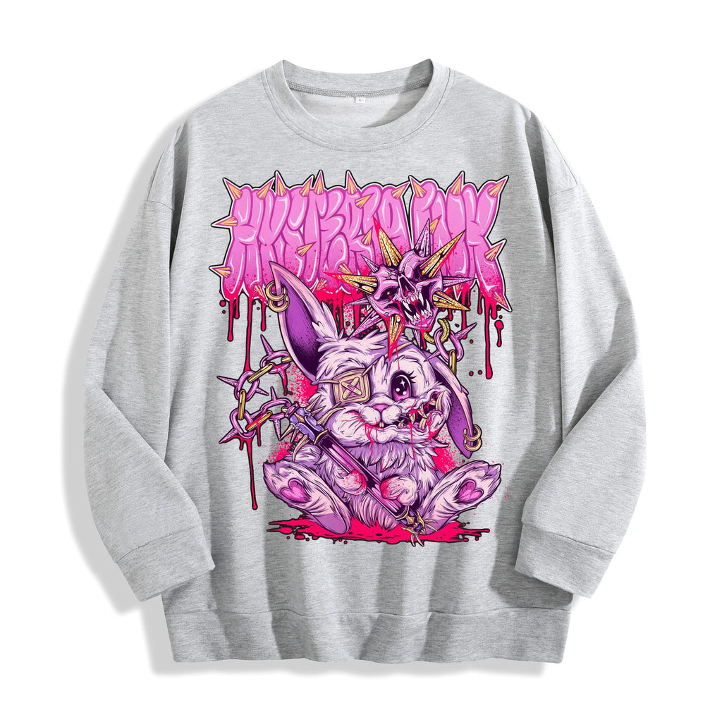 Gothic Bunny Horror Graphic Crewneck Sweatshirt, US Warehouse, 6 Colors