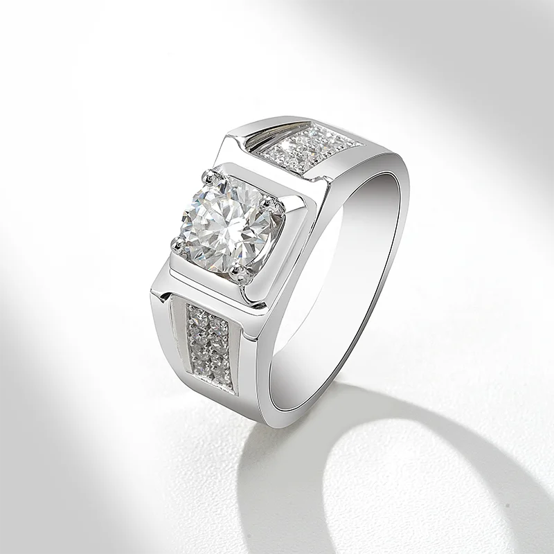 Sterling Silver 925 Ring Moisssnite Diamond Men Ring 1CT D Color Engagement Moissanite Men Rings