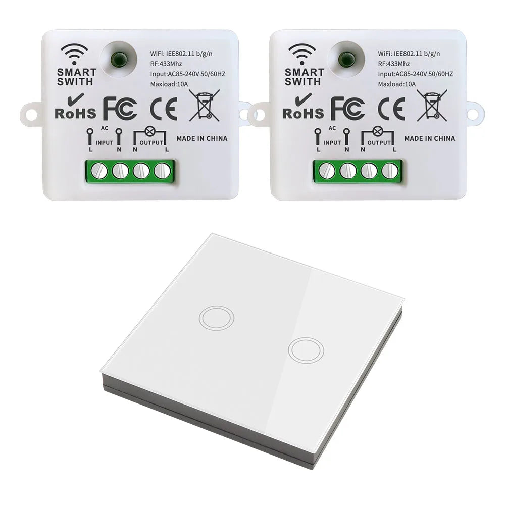 Mini WiFi Light Switch Timer Wall panel switch RF 220V Controller Tuya Smart Life APP Control Work With Alexa for Home Appliance