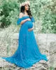 Top Sales Off Shoulder Tulle Elegant Slim Fit Gown Baby Shower Photography Maxi Maternity Dress Photoshoot DGPD-001