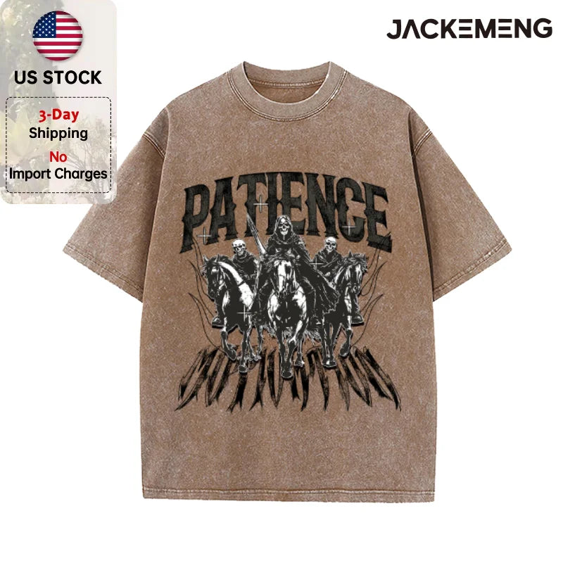 Oversized Washed Retro Gothic Skull Streetwear Print Tshirt USA Stock Wholesale Y2K Casual Tee