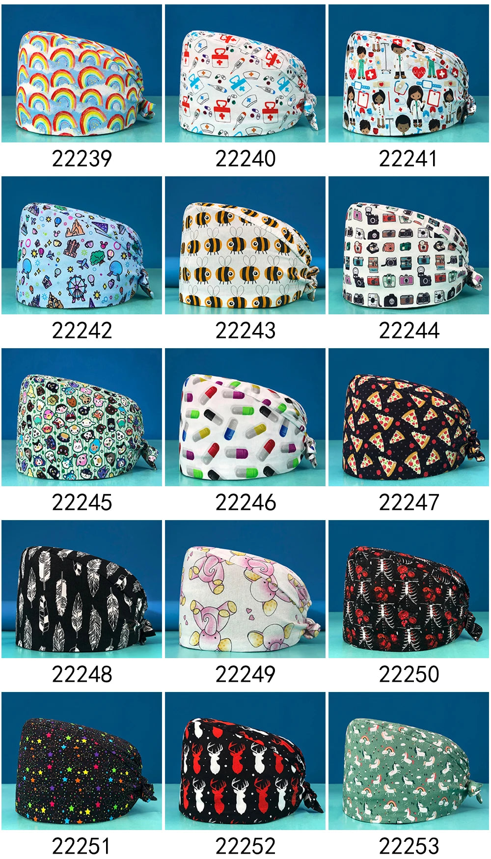 Dentistry Pet Medical Scrub Pharmacist Clinic Hat Dentist Lab Cap Nurse Surgical Working Caps Nursing Hats Cotton with Button