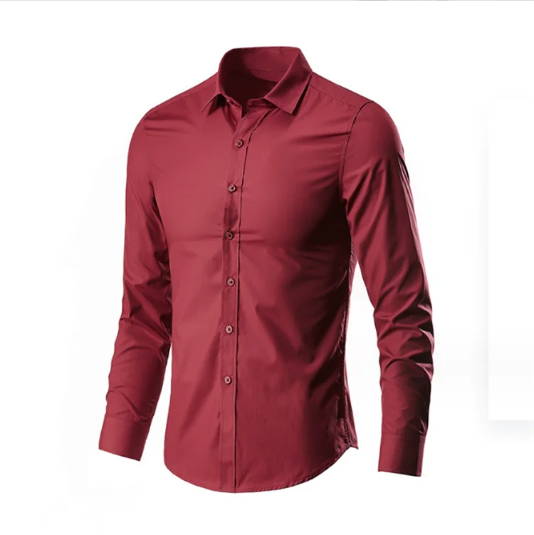 Men 2024 Spring Summer Suit Solid Color Lapel White Shirts Long Sleeve Button Down Business Formal Professional Slim Black Shirt