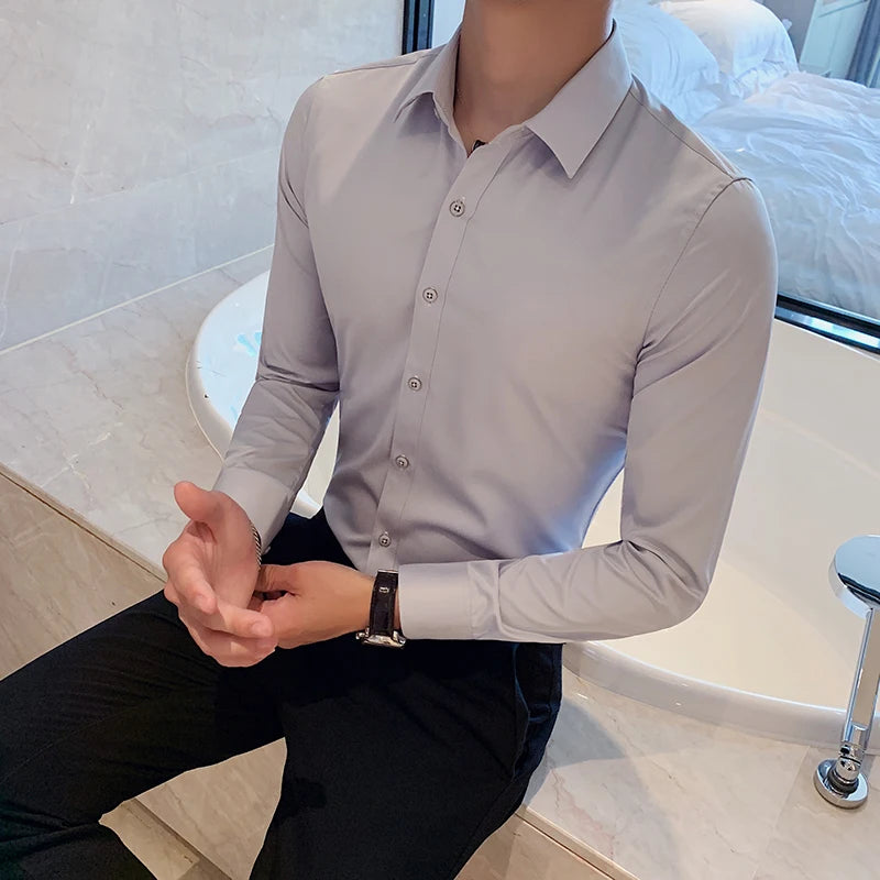 Camisas De Hombre Long Sleeve Shirts For Men Clothing 2026 Business Formal Wear Camisa Social Masculina Slim Fit Chemise Homme
