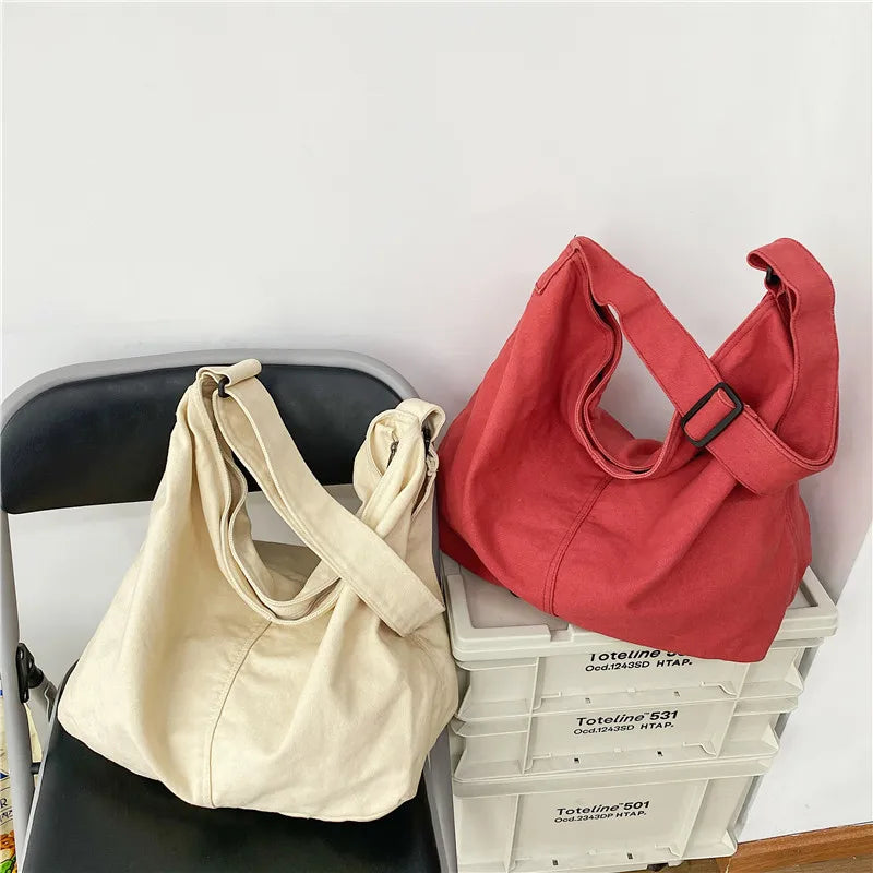 HOCODO New Bags for Women 2022 Canvas Shoulder Bag Fashion Large Capacity Handbags Female Casual Travel Bags Soft Crossbody Bags
