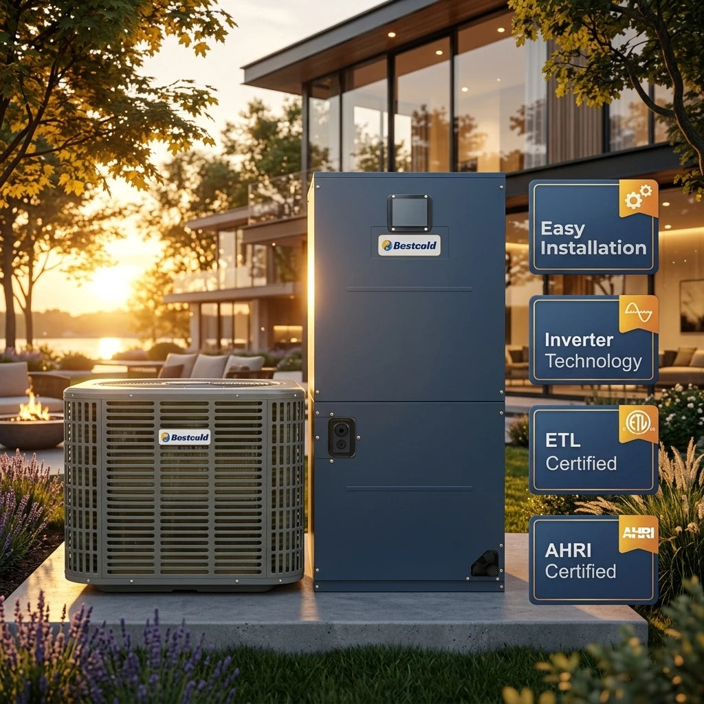 Bestcold 5 Ton 60000 BTU Central Air Conditioner Split System Inverter Heat Pump Multi-position Air Handler 17 SEER2