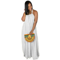 Womans Summer Sexy Thin And Light Open Back Wide Loose Solid Color Dress Clothes
