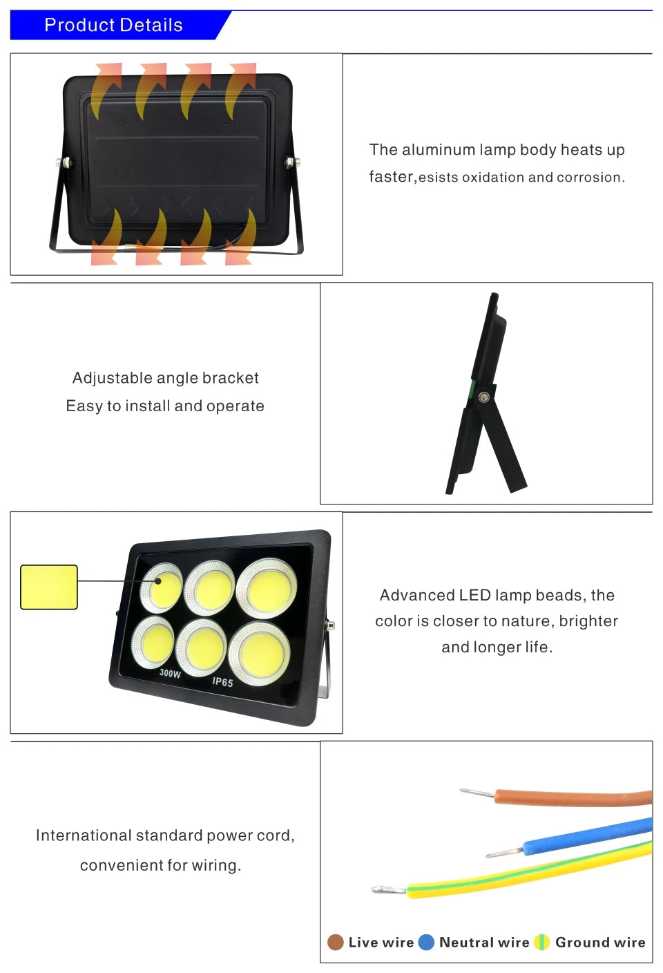 LED Flood Light 300W 200W 100W 50W Outdoor Lighting COB Floodlight 220V Spotlight IP65 Modern Waterproof Outdoor Led Garden Lamp