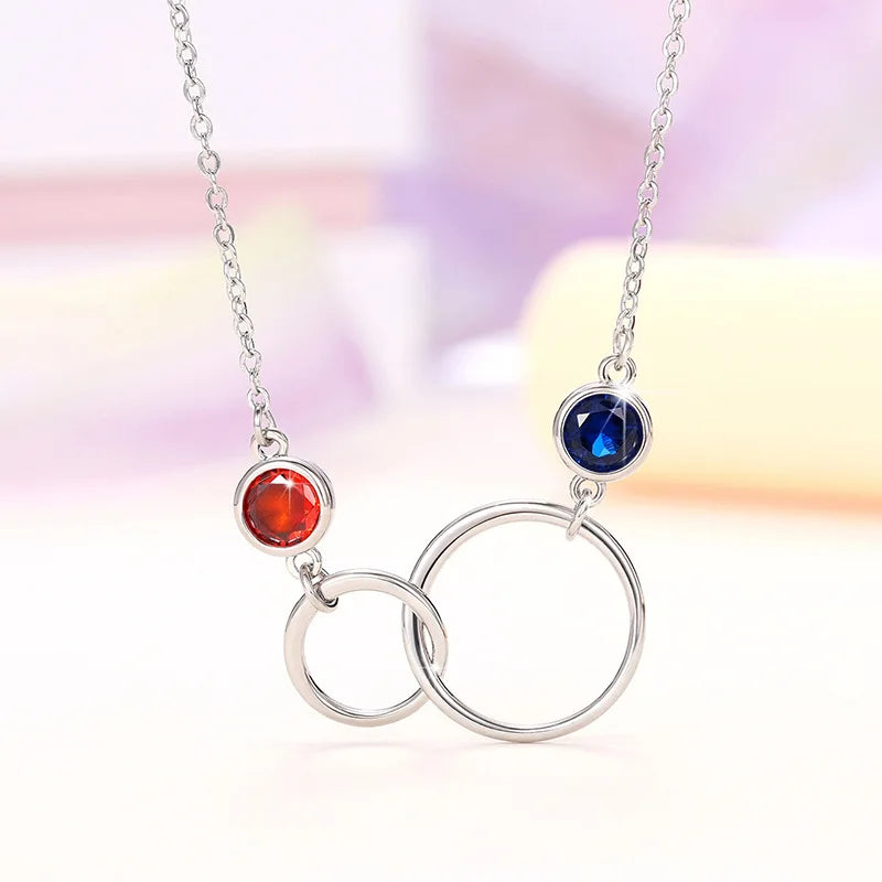 Minimalist Double Circle Pendant Necklace for Women Micro Paved Fashion Jewelry