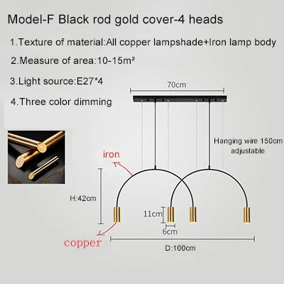 2021 New Restaurant Chandelier Light Luxury Nordic Dining Living Room Table Bar Minimalist Chandelier Simple Modern Light