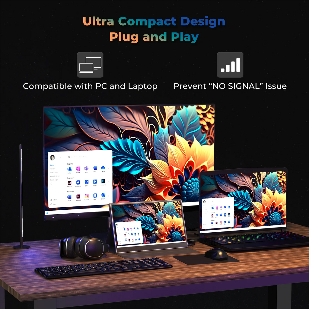 15.6-Inch Portable Laptop Display with 1080P Resolution Low Power Dual Monitor IPS Panel Type C Interface