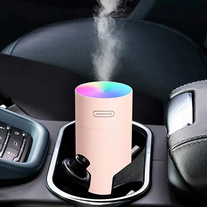 H2o Air Ultrasonic Humidifier with Essential Oil Aromatherapy Mini Design for Car & Hotel Use USB Powered 7-Color LED Lights