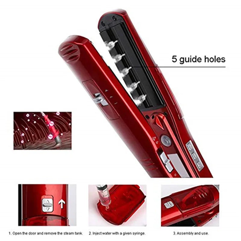 Portable 2 in 1  Flat Iron Steam Care Hair Straightener Steam and Dry Iron Hair Straighteners