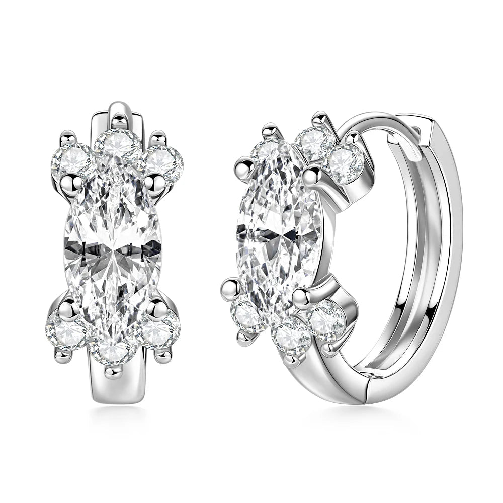 Wholesale Luxury Delicate Hoop Earrings with 14K Gold Filled Featuring 2.2mm Round Moissanite Earrings Marquise Zircon Certified