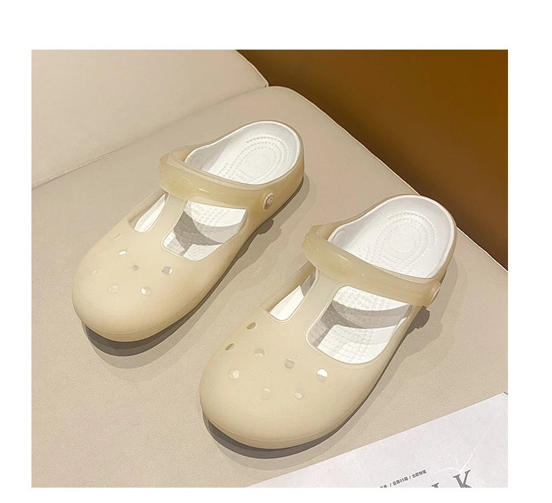 New Summer Jelly Sandals Women Outdoor Casual Slip On Garden Beach Shoes Female Rubber Clogs Non-slip Slides Breathable Slippers