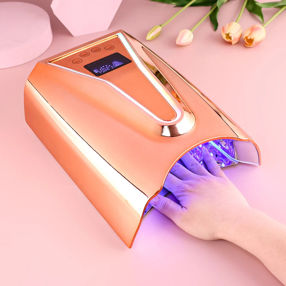 Custom Glowing logo Professional High Power 128W Wireless Rechargeable UV Led Gel Lamp Light Strip Gel Dryer Pro Cure