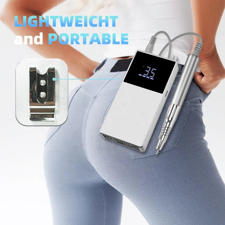 AT-NDB-012 Nail Drill E File Engrave Machine Polishing Manicre Salon Sander Rechargeable Brushless Drill Handle with 12 Bits