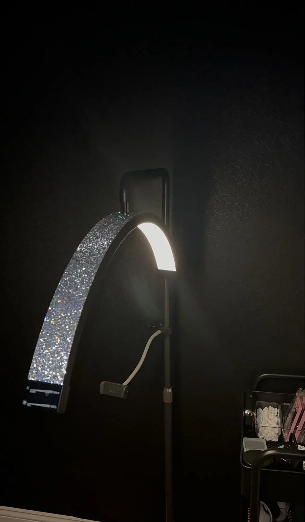 FOSOTO Golden Half Moon Eyelash Extension Light Floor Lamps for Lash Bed Ring Light With Stand Magnifying Lamp for Beauty