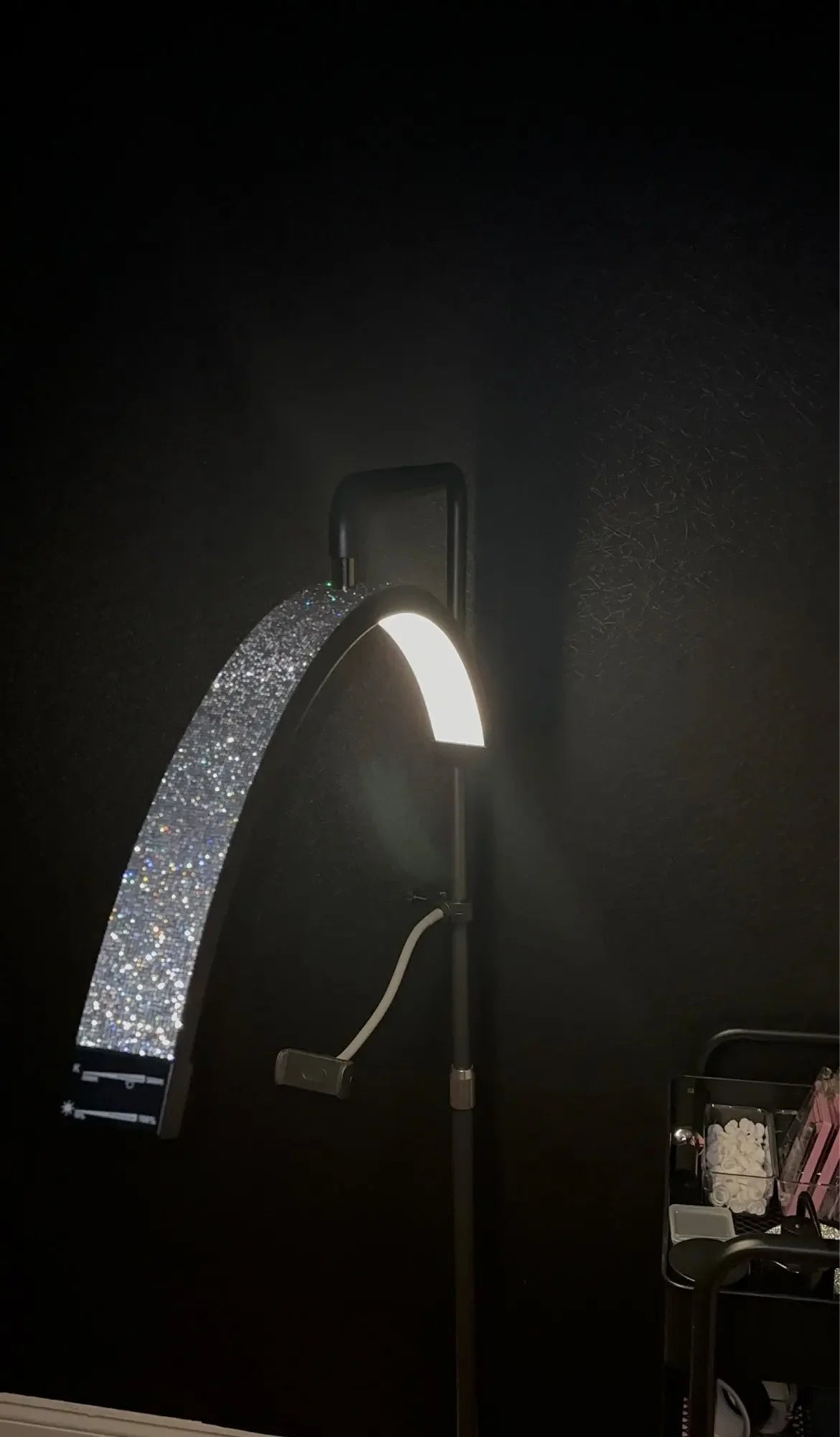 FOSOTO Golden Half Moon Eyelash Extension Light Floor Lamps for Lash Bed Ring Light With Stand Magnifying Lamp for Beauty