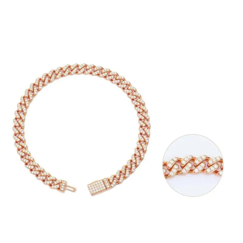 VVS Diamond Necklace 925 Sterling Silver Men Bracelets Miami Moissanite Cuban Link Chain Bracelet