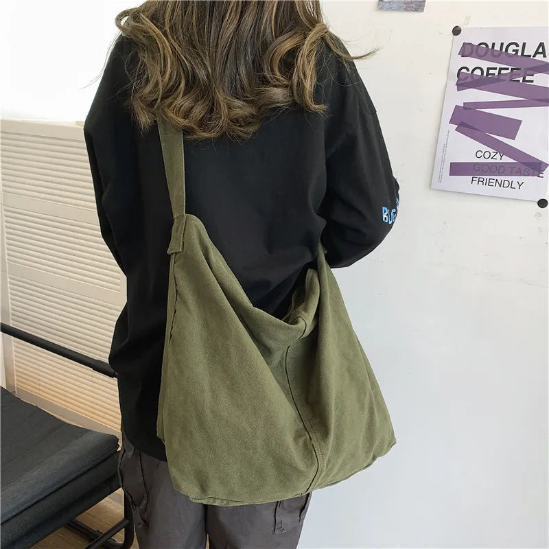 HOCODO New Bags for Women 2022 Canvas Shoulder Bag Fashion Large Capacity Handbags Female Casual Travel Bags Soft Crossbody Bags