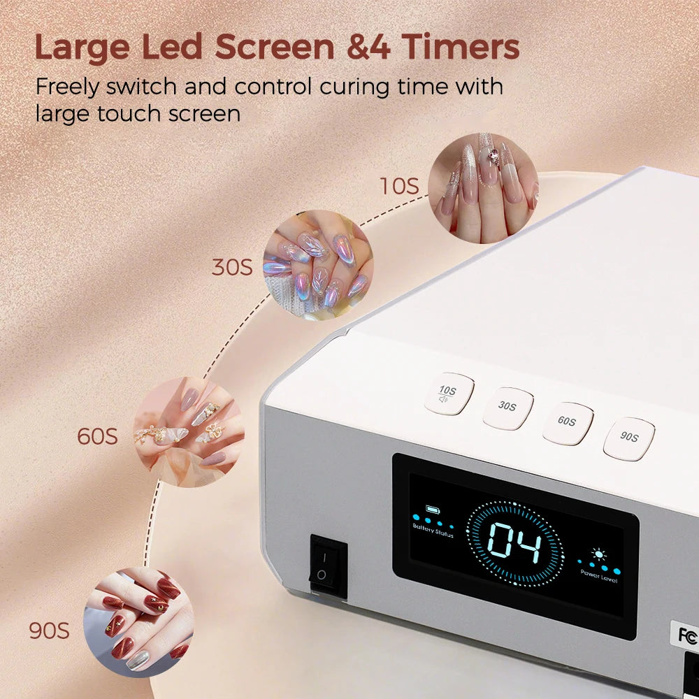 Ships Within Three Days  UV LED Nail Lamp Rechargeable, Cordless 60W Nail Dryers for Gel and Regular Polish