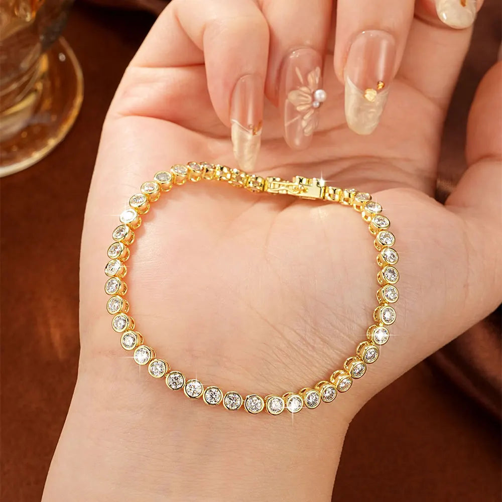 New Luxury Bracelets Bangles 14K Gold Filled Moissanite Fashion Single-Strap for Unisex Moissanite Tennis Bracelet Wedding Gift