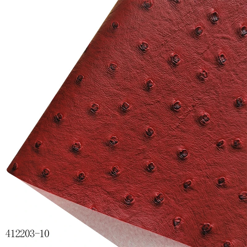 Super High Quality Ostrich Embossed Pvc Synthetic Vinyl  Leather Cotton Backing for Making Bag Decoration Craft Textile
