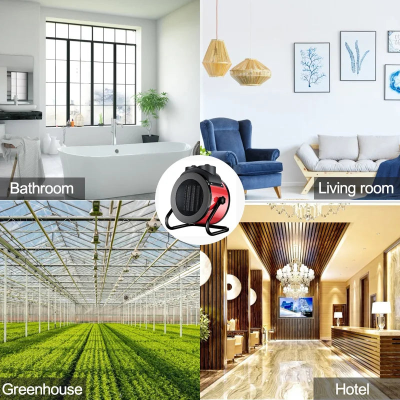 2000W Portable Electric Space Air Heater Mini Electric Cooler Home Fan Heater Fast Heating Handy Air Warmer Office Bedroom 220V