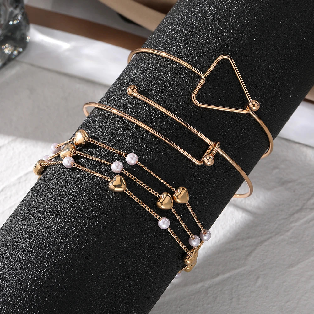 New Cute Cat Geometric Diamond Gold Metal Bracelets for Women Crystal Twisted Gold Color Metal Bangle Fashion Jewelry Gifts