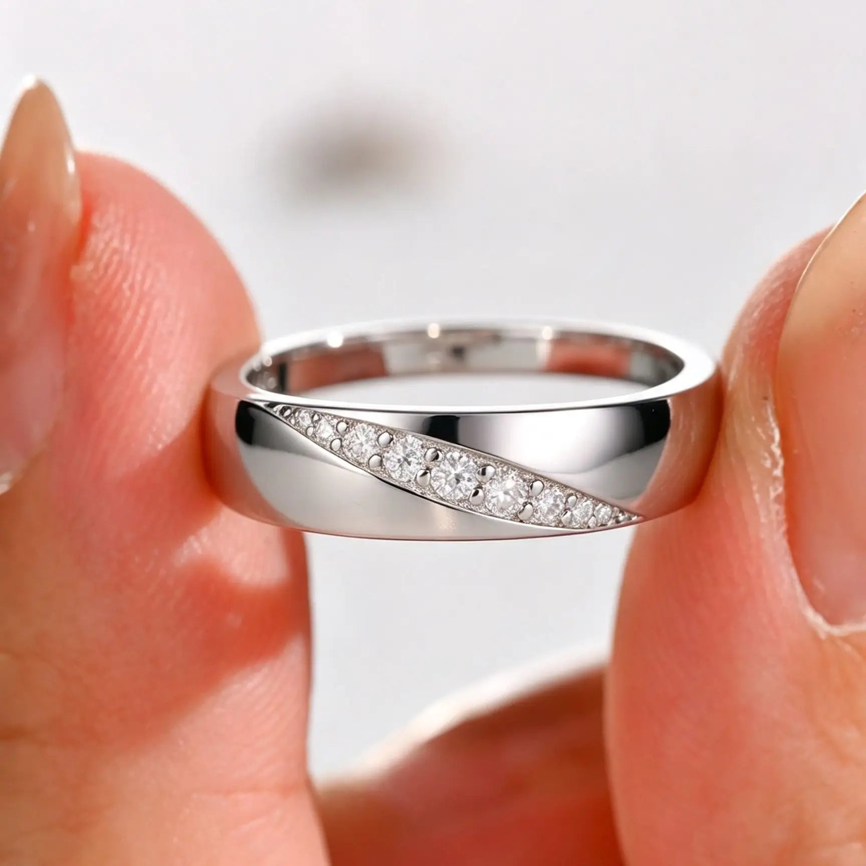 9 Minimalist 925 Silver Non Tarnish Waterproof Jewelry Fine Micro Insert Moissanite Men's Rings with GRA Certification