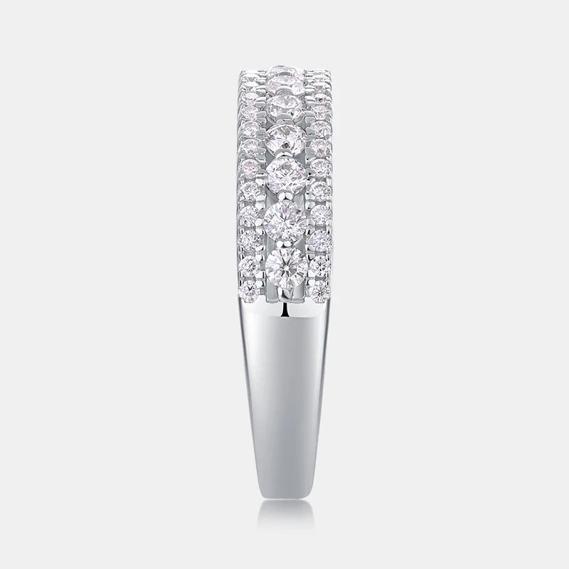 Women Luxury Jewelry 925 Sterling Ring Womens Full Gemstone Moissanite Ring Plated Three Rows Eternity Band Minimalist Rings
