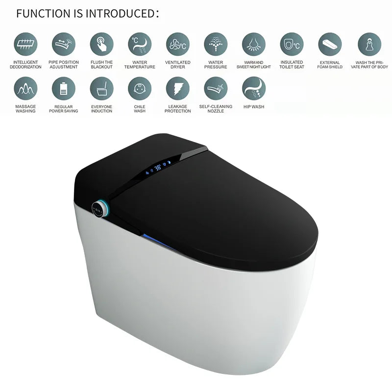 Automatic flushing without water tank integrated black electronic intelligence