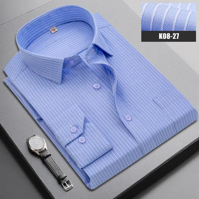 Brand New Men Shirt Male Dress Shirts Striped Men's Casual Long Sleeve Business Formal Plaid Shirt camisa social