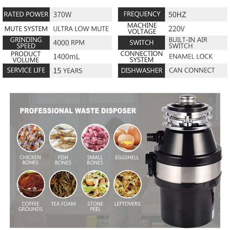 Garbage disposer kitchen sewer Chopper Food Waste Disposer Food Garbage Processor Household Shredder Domestic Waste Disposer