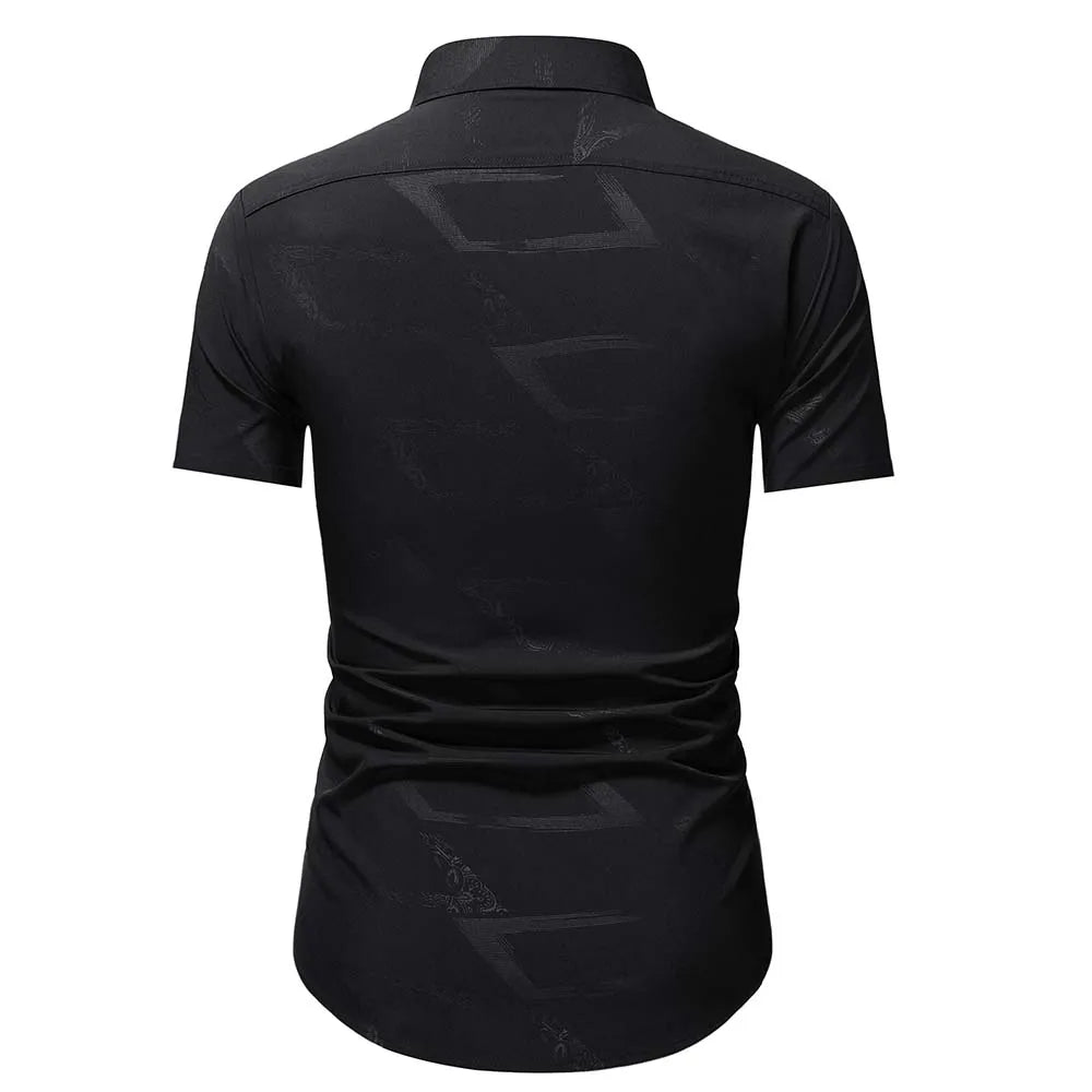 Summer Business Social Chemise Homme Casual Party Short Sleeve Striped Shirt Men Dress Luxury Button Up Fashion Mens Clothes