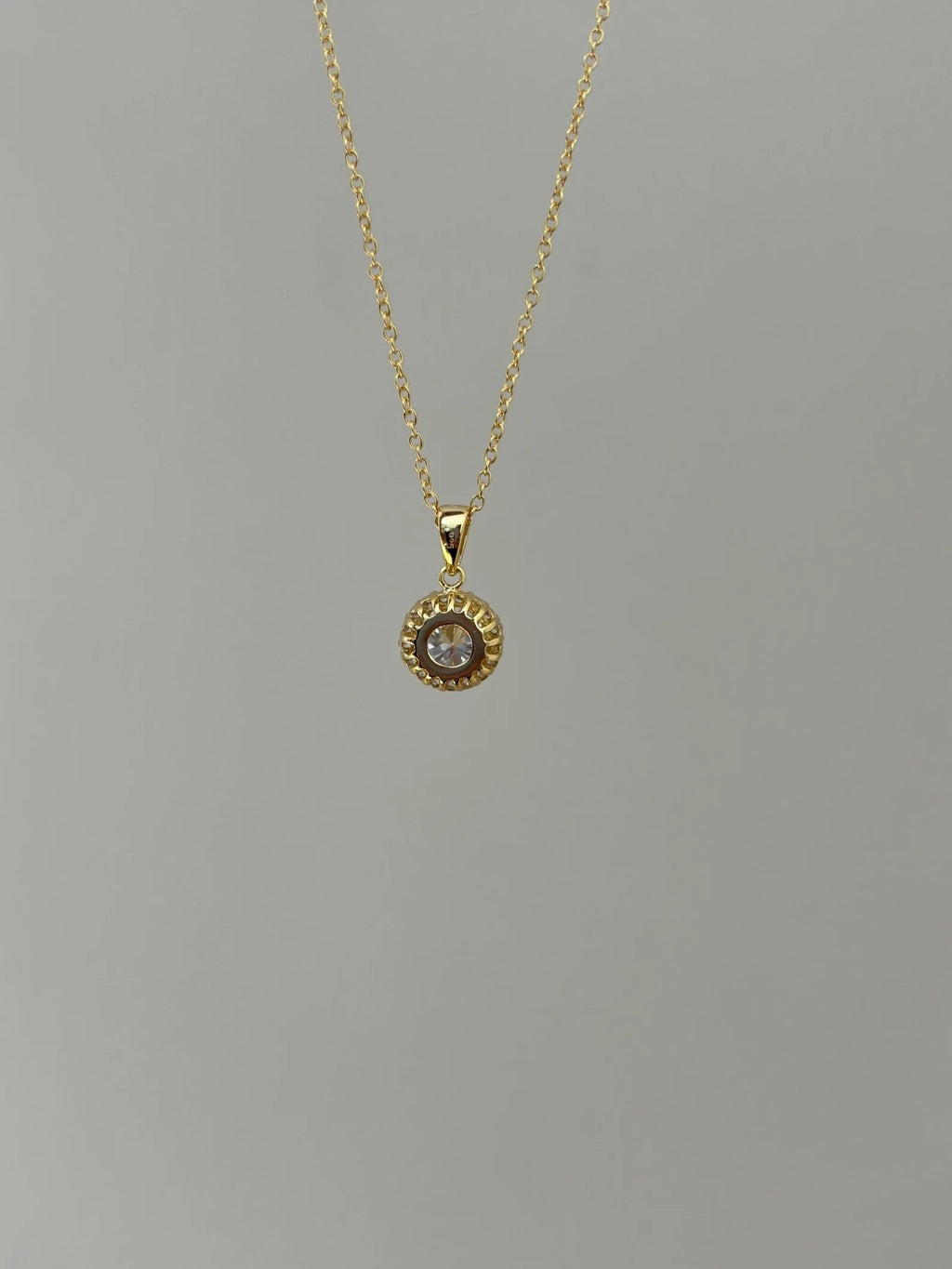 Gold Plated Christian Moissanite Halo Necklace 9MM Charm Diamond Party Jewelry for Women